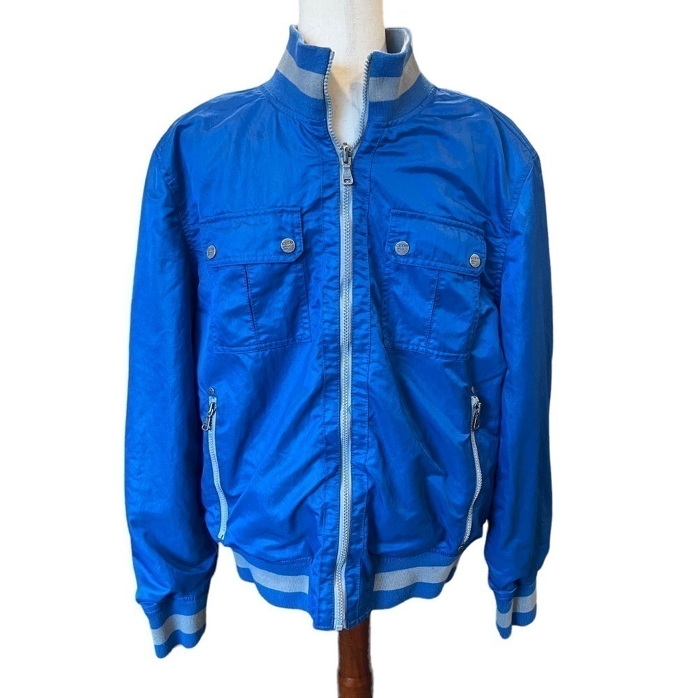 Guess Reversible Varsity Jacket. Royal Blue‎ Gray. Men’s Size XL.